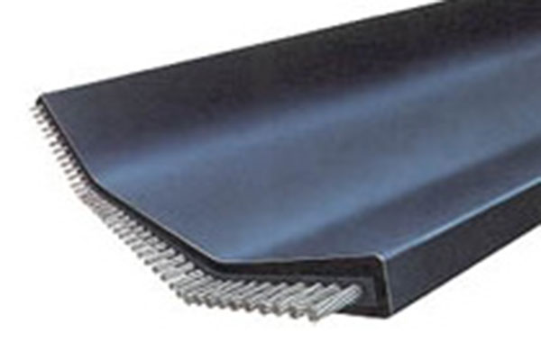 A close up photo of rubber skirting for conveyor belts.
