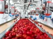 De-seeding Of Cherries In Chia Pudding Factory By Workers At A Conveyor Line.