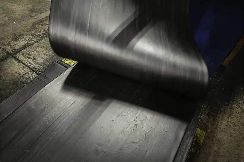 rubber plates are prepared for production in the rubber factory